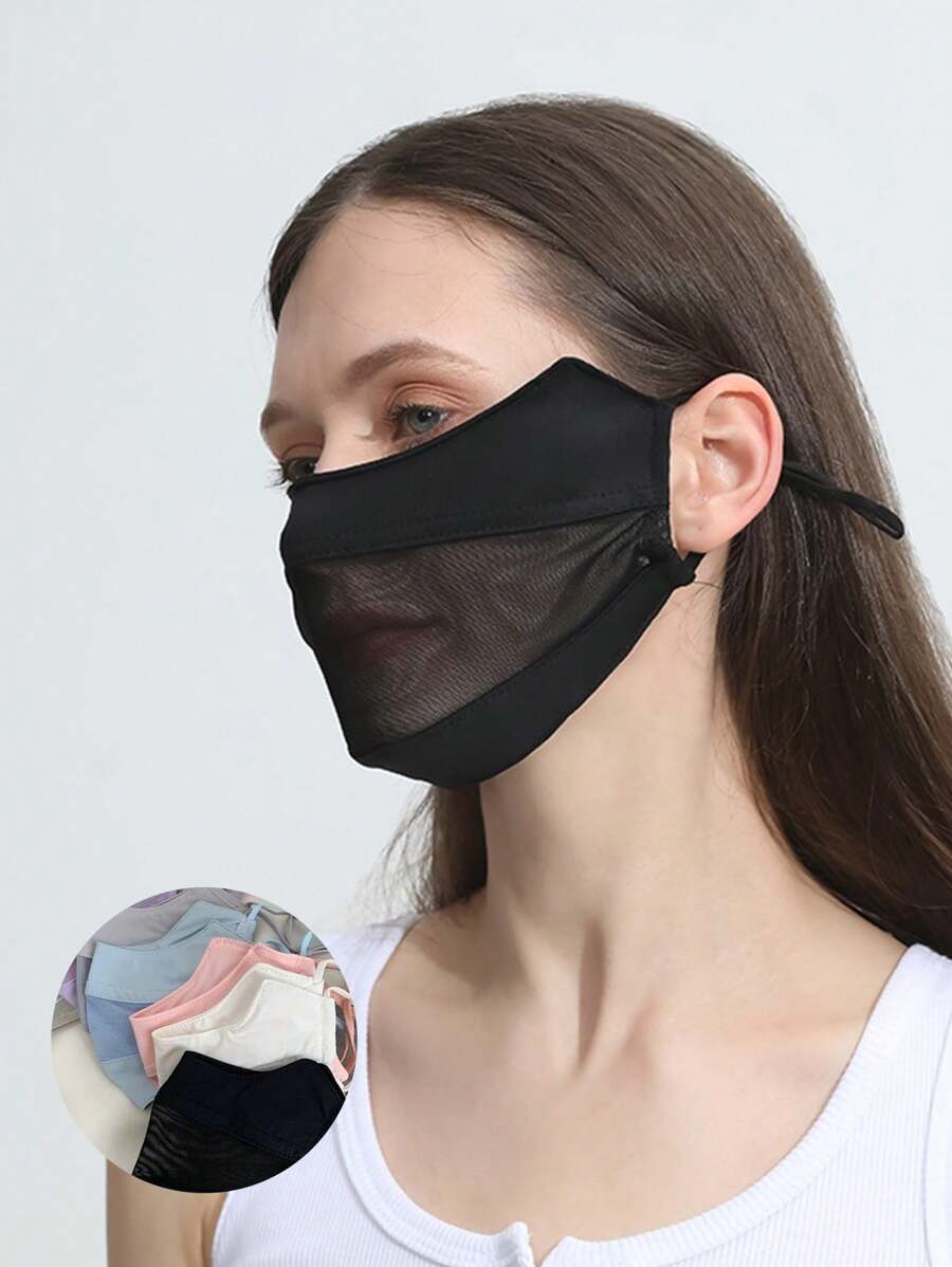 1 pieza Máscara facial de protección solar con visera ligera y transpirable para el contorno del ojo de la mujer, para protección UV