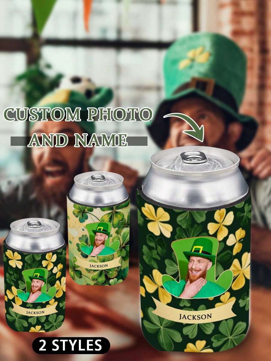 Personalized St. Patrick'S Day Cooler Holder Personalised Cooler Holder Custom Can Bottle Cozy Beverage Foam Cooling Sleeve Personalized Groom Bestman Wedding Drinking Birthday