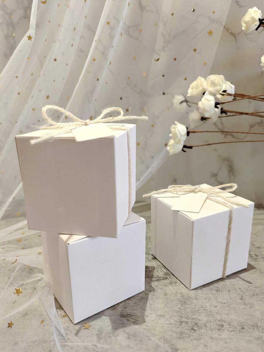 5/10/50 piezas Cajas de regalo cuadradas de papel Kraft marrón vintage, suministros para fiestas y embalaje