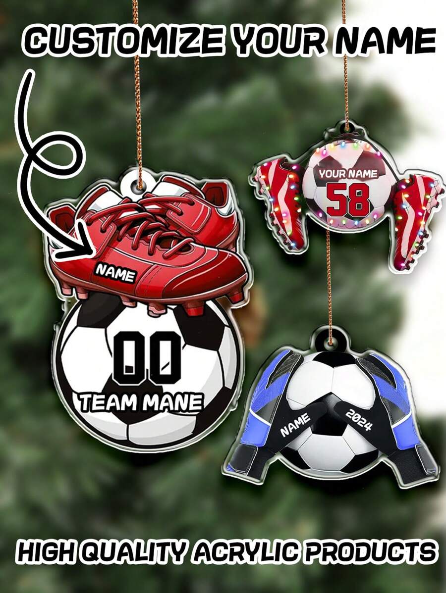 1pc Customized Acrylic Football/Baseball Shaped Keychain With Personalized Text