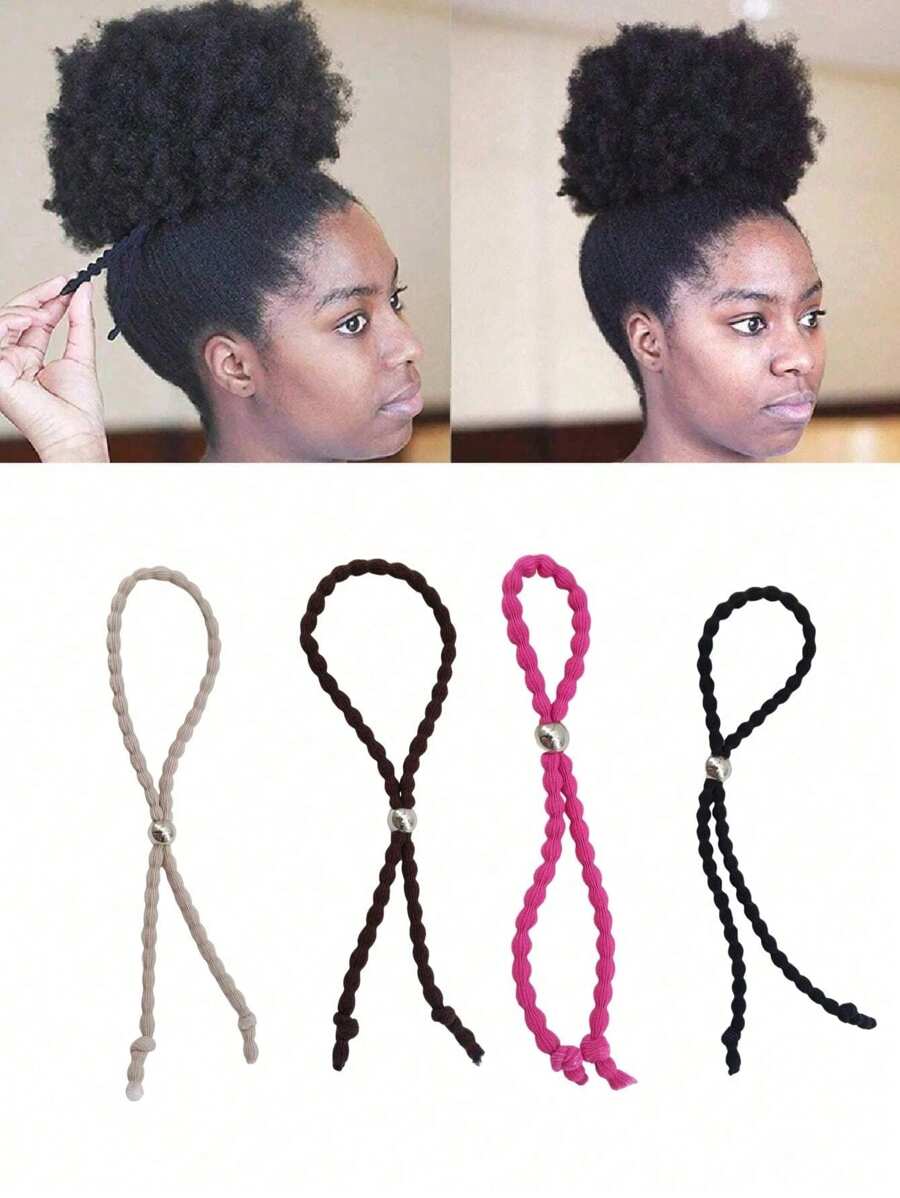 2 stuks verstelbare elastische hoofdbanden, touw scrunchies, opgerolde paardenstaarthouders voor krullend haar, haaraccessoires voor vrouwen voor dagelijks casual gebruik