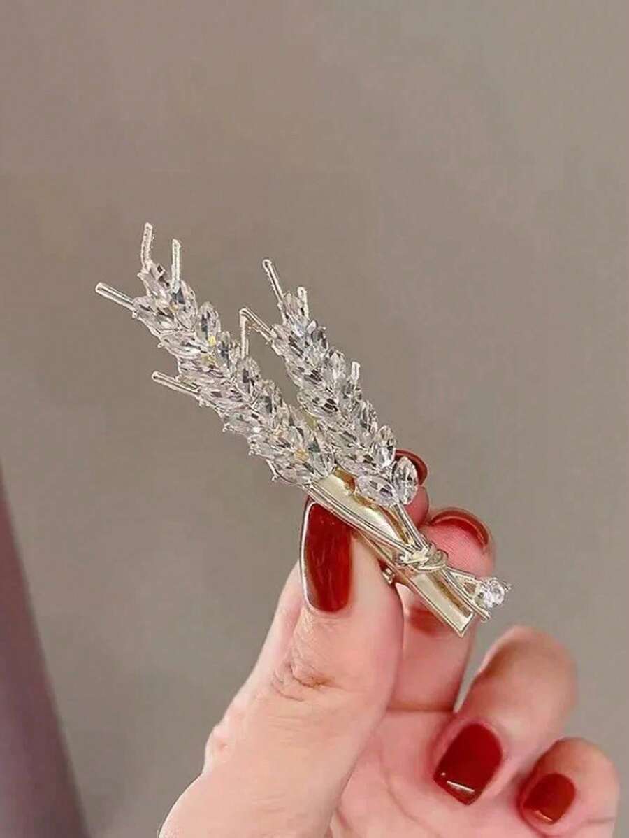 1pc Minimalist Wheat Ear Alligator Hair Clip, Stylish Bangs Hairpin For Women