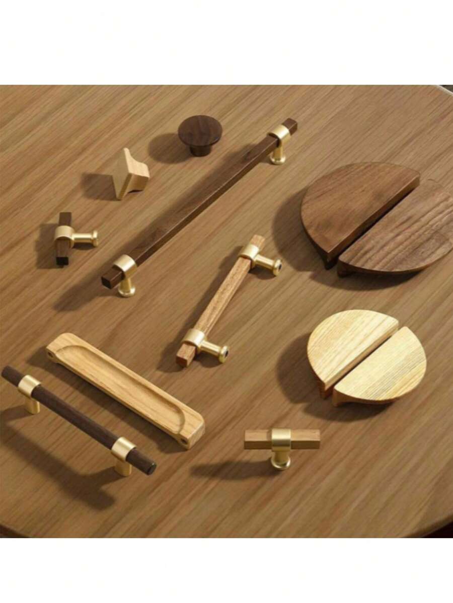 1 Stück moderner minimalistischer, hölzerner Möbelschrank, Schubladengriff, Eiche oder Walnuss, Einzelloch oder Doppelloch