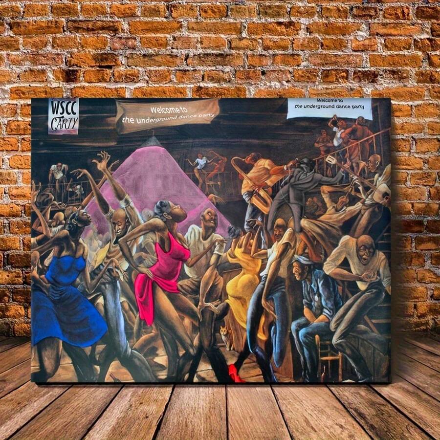 1pc Modern Jazz-Inspired Canvas Art - Vibrant African American Dance Scene, Unframed Wall Decor For Living Room, Bedroom, Office & More - Perfect For Celebrating Black Culture & Music, Musicthemed Decor|Abstract Canvas Art|Historical Artwork Gifts Birthday Graduation