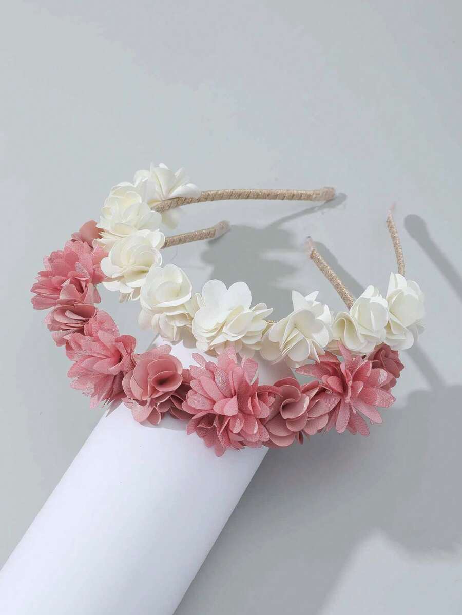2 Peças Faixa de Cabelo Boho Artesanal com Estampa Floral, Acessórios Femininos para Todas as Estações, Bandana, Tiara de Cabelo