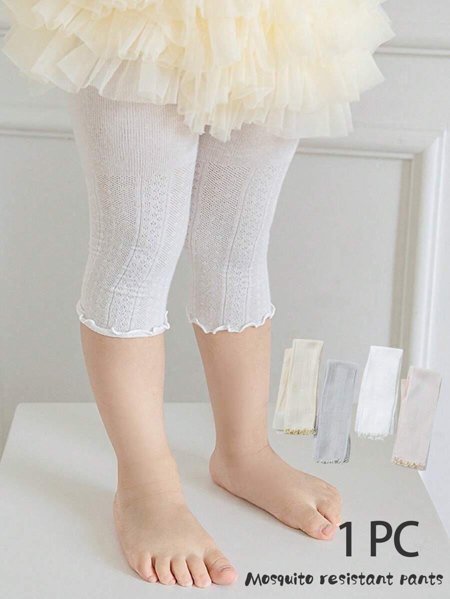 1 Peça de Legging Capri de Cor Sólida e Respirável para Repelir Mosquitos de Verão, Meia-calça com Babados para Primavera/Verão