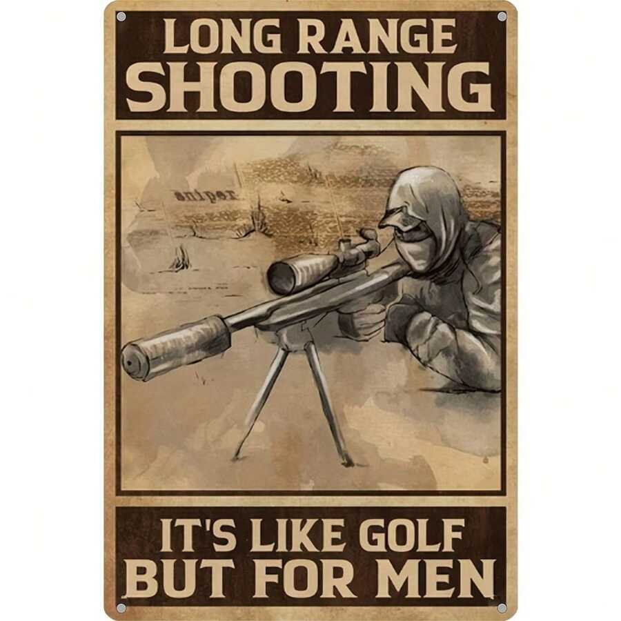 Long Range Shooting Is Like Golf" - Vintage Aluminum Sign (8x12 Inches) | Easy Install, Waterproof & Dustproof Wall Art For Home, Bar, Cafe, Garage Decor Gifts Birthday Graduation