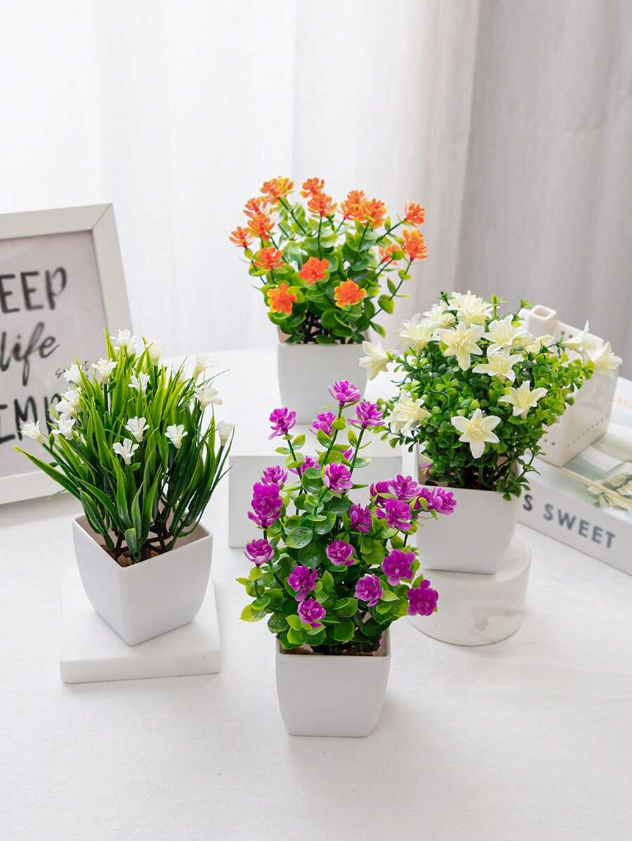 4pcs/Set Artificial Flowers, Artificial Plants, Roses, Chamomile, Lilies. Easter, Spring Festival, Gift. Home Decorations, Garden Decorations, School Dormitory Office Decorations, Suitable For Party, Event, Festival, Birthday Party Decorations, Suitable For Hotel, Restaurant, Living Room, Bedroom, Wedding, Banquet, Kitchen Decorations Gifts Graduation