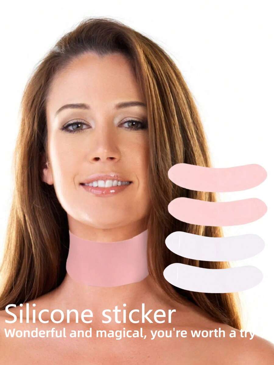 1 Neck Patch, Elastic Bandage Made Of Silicone Material, Self-Adhesive/Washable And Reusable, Suitable For Face And Neck