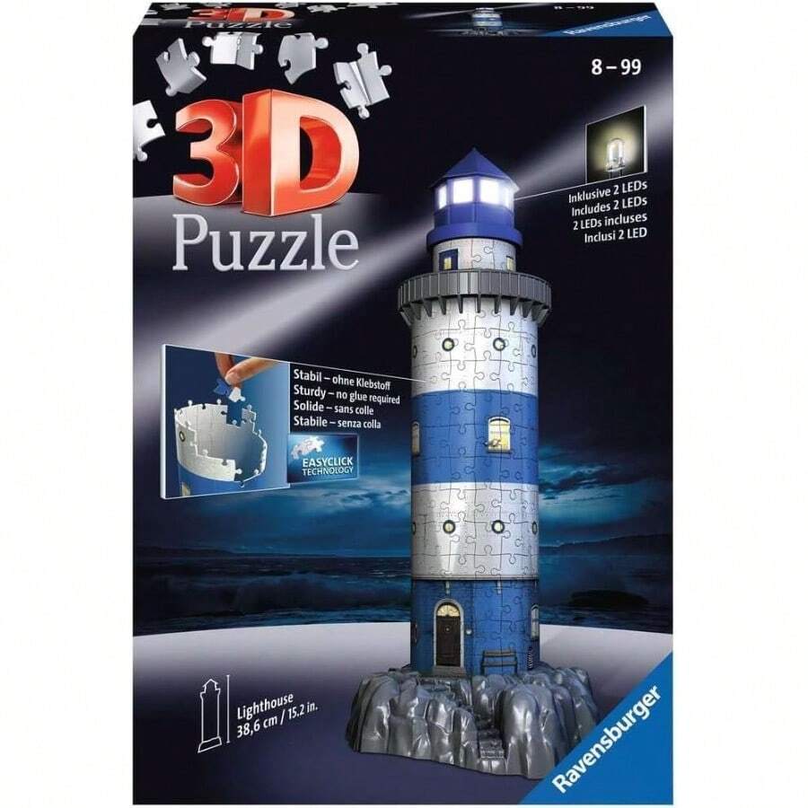 Ravensburger 12577 7 - Rompecabezas 3D, Lighthouse at Night, 216 Piezas