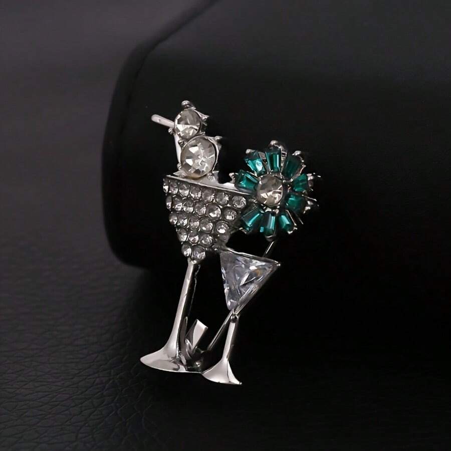 Broche con diseño de copa de cóctel de moda, pines joyería creativa como regalo para fiestas de cócteles