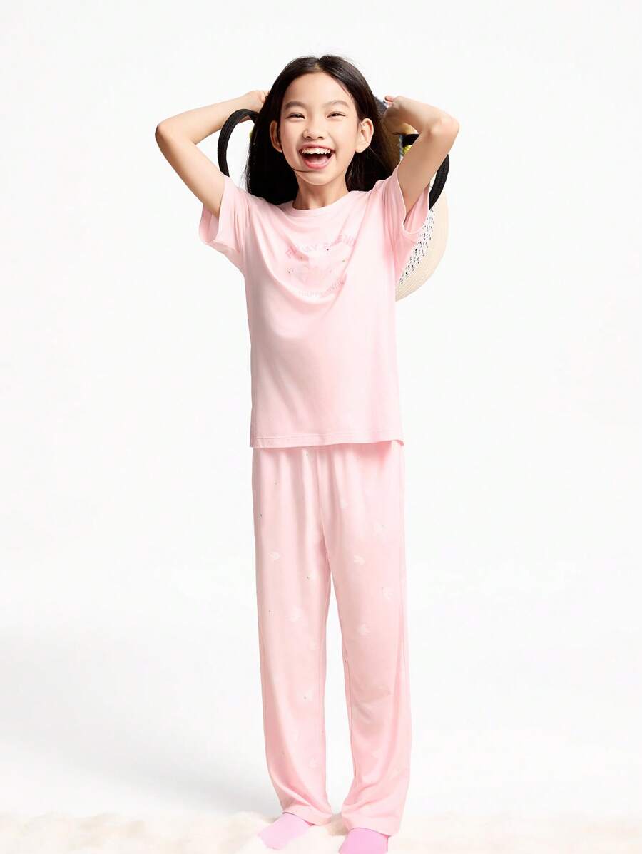 Annil Children's Clothing For Girls Tween Girl Short-Sleeved Homewear Set Summer
