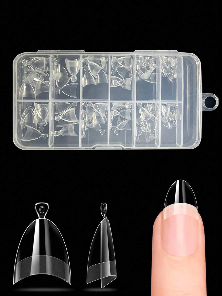 120Pcs Short Almond Nail Tips Half Matte Soft Gel Nail Tips 12 Sizes Short Almond Half Cover False Nails With Handles For Press On Nails Extension Art Home & DIY Nail Salon With Box