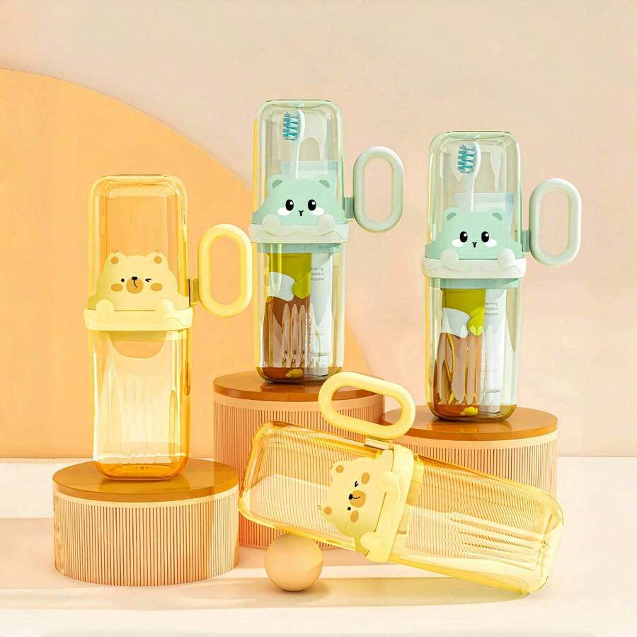 1 Set Travel Toothbrush & Cup Organizer, Portable Toothbrush Holder, Couple/Student/Business Trip Use Home Bathroom Decor