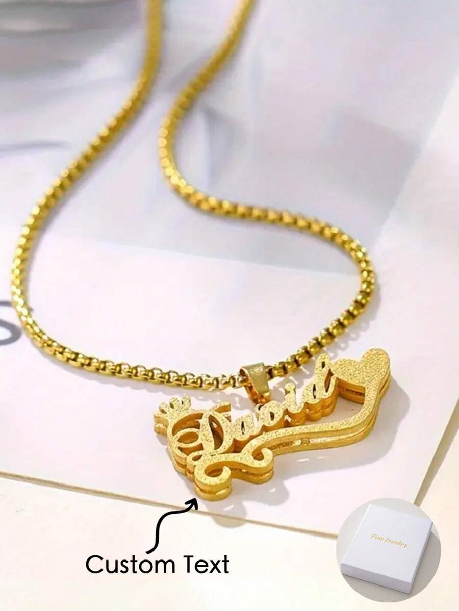 Een op maat gemaakte roestvrijstalen kroonhangerketting met matte textuur, ideaal cadeau voor moeder. Dubbellaags ontwerp, gepersonaliseerde ketting, geschikt voor Moederdag om moeder een mooi cadeau te geven.