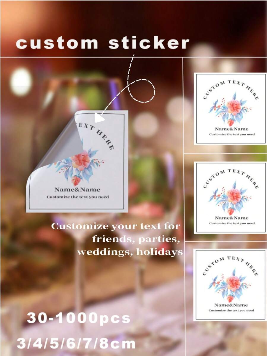 30-1000 Personalized Custom Sticker Labels For Business Logo - Custom Stickers For Birthday Wedding Gift Tags Gifts Graduation