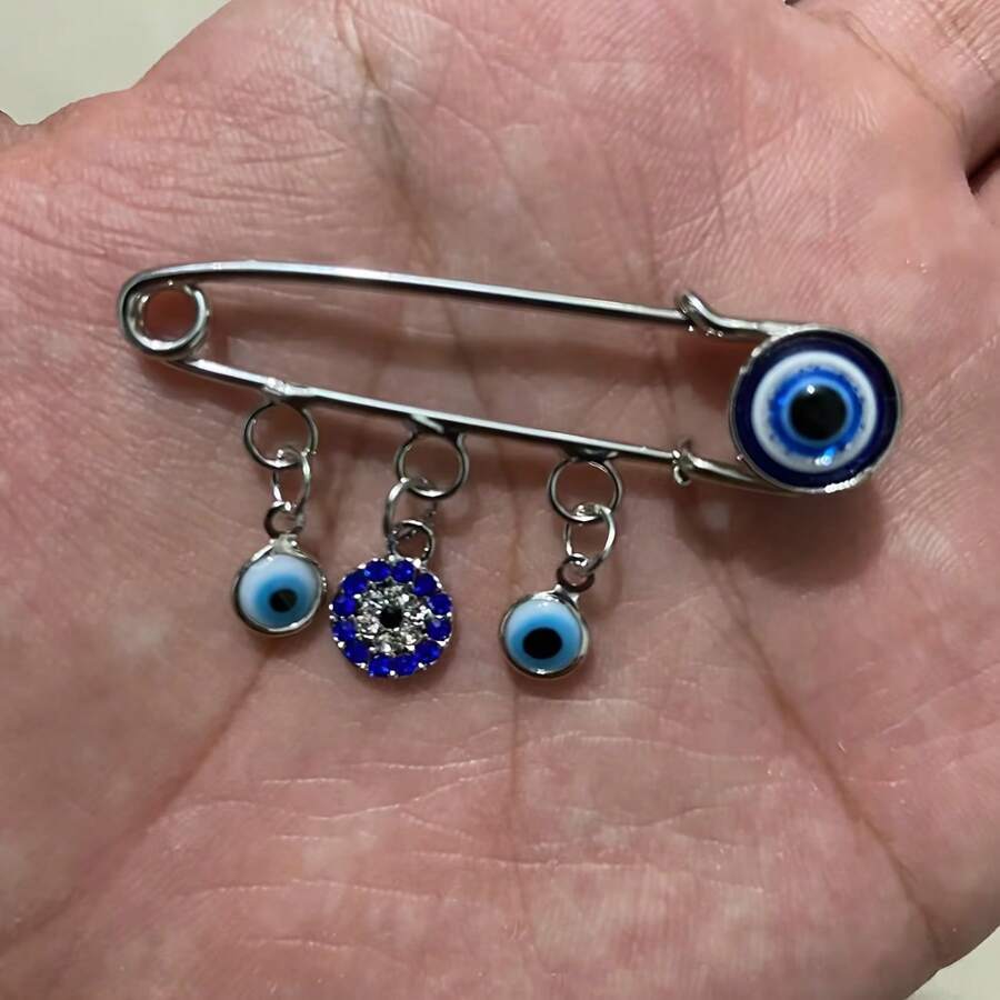 Elegante Broche de Alfinete de Olho Grego Azul, Clipe de Lenço Feminino, Joia