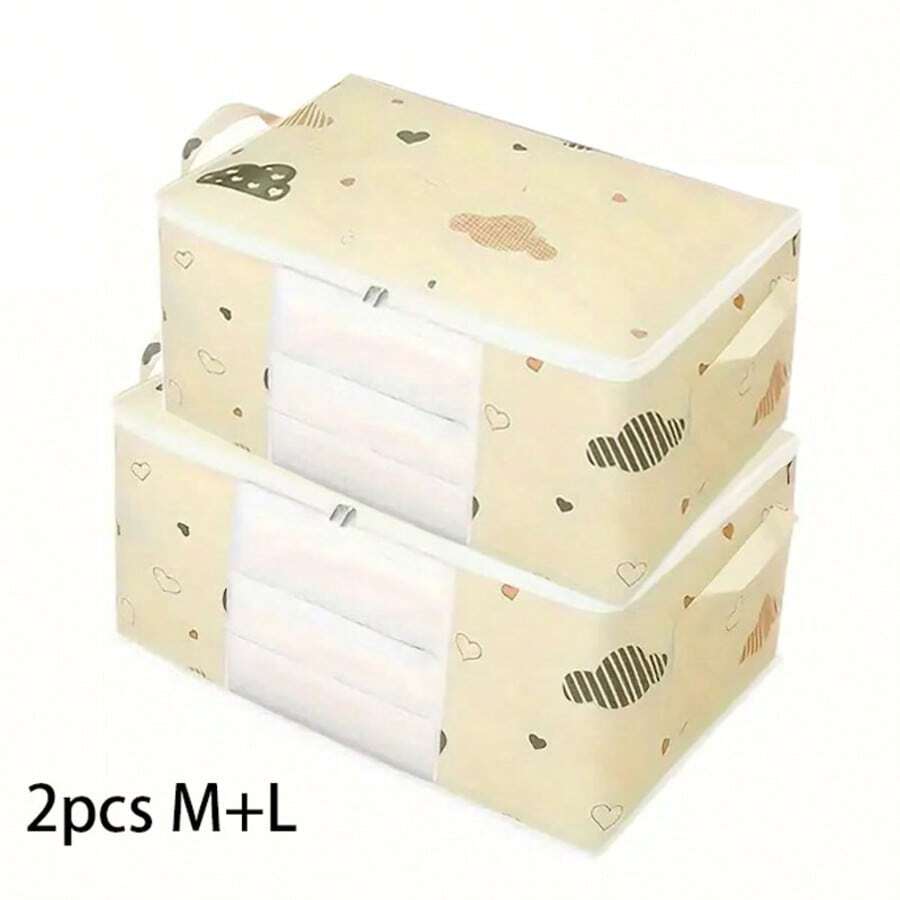 2 pièces boîtes de rangement pour vêtements, bacs de rangement pliables en plastique pour couvertures, bacs de rangement pour placard, boîtes de rangement pour armoire, sacs de rangement pour vêtements grande capacité et anti-poussière, boîtes de rangement pour couettes et vêtements avec fermetures éclair et poignées, conviennent pour les armoires (taille moyenne + grande)