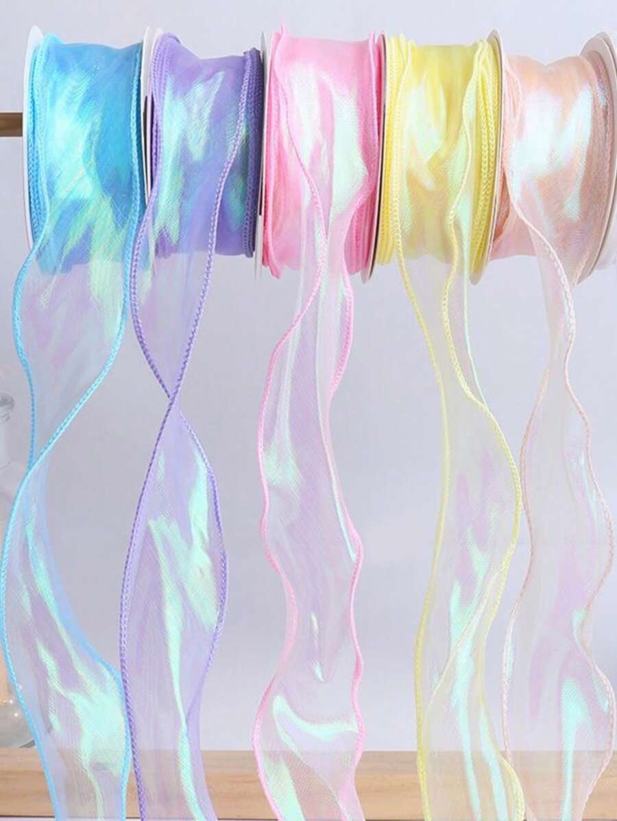 4.0cm/1 Roll About 10 Meters, Colorful Fishtail Yarn Ribbon Ribbon Ribbon Flower Packaging Ribbon Diy Packaging With Colorful Lace Ribbon, Gift Decoration Ribbon, Bag Flower Ribbon, Mother's Day Flower Decoration/Festive Atmosphere Decoration Ribbon, Life Decoration Ribbon, Party Decoration Ribbon