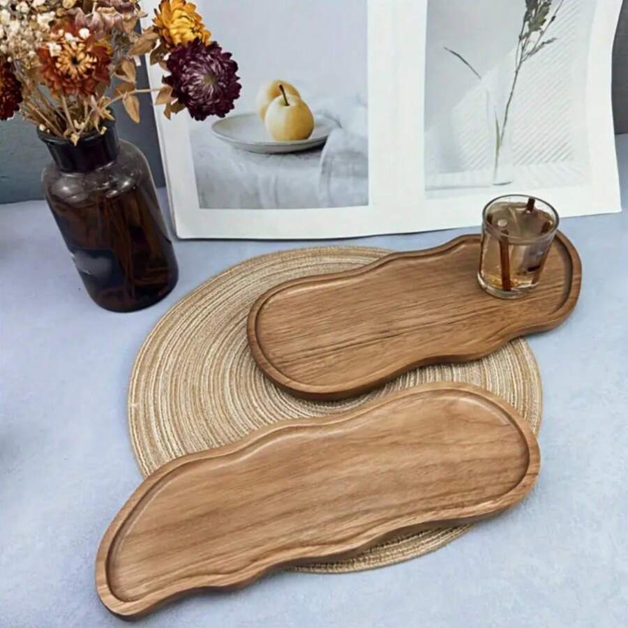 Elegant Wooden Serving Tray - Perfect For Coffee Table Desserts, Cakes & Snacks | Ideal For Restaurants & Kitchens