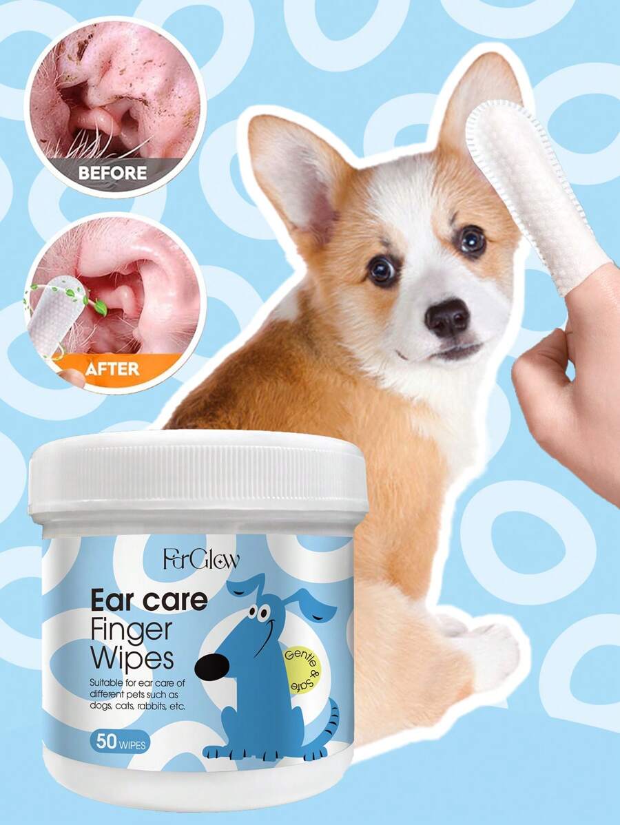 FurGlow 50 pièces Lingettes de nettoyage en profondeur, élimination des odeurs, douces pour les doigts pour chiens, chats et petits animaux de compagnie