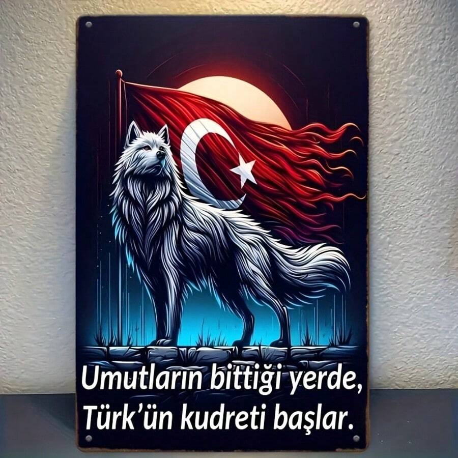 Room Decor 1pc, The Power Of The Turkish, Iron 20*30 CM (8 * 12 Inches), Turkish Theme, Vintage Metal Iron Sign, Vintage Plaque Decoration Mural, Wall Art, Suitable For Indoor And Cafe, Bar, Street, Home, Can Be Used As A Gift Gifts Birthday Graduation