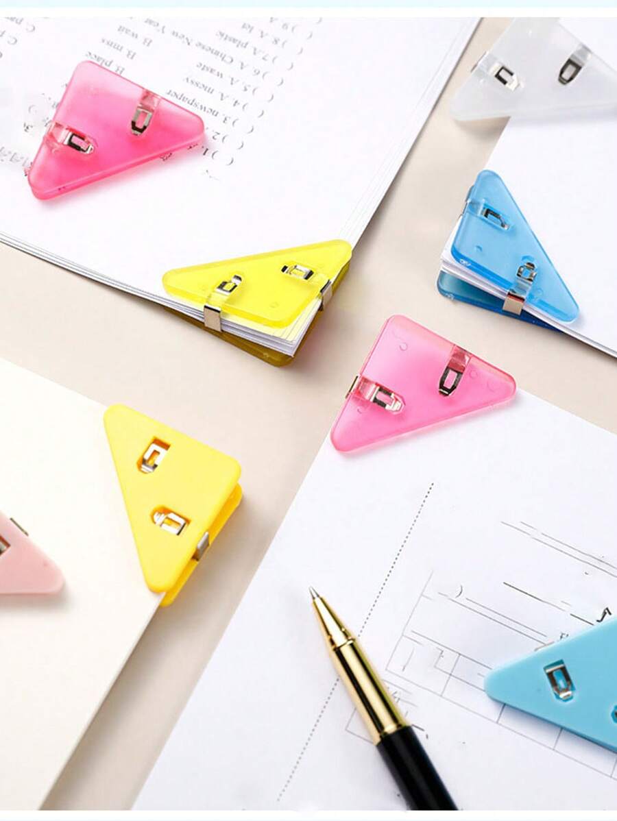 5pcs 10pcs Corner Clip Student Test Paper Storage Triangle Clip Folder Stationery Book Anti Roll Tool Office Long Tail Clip