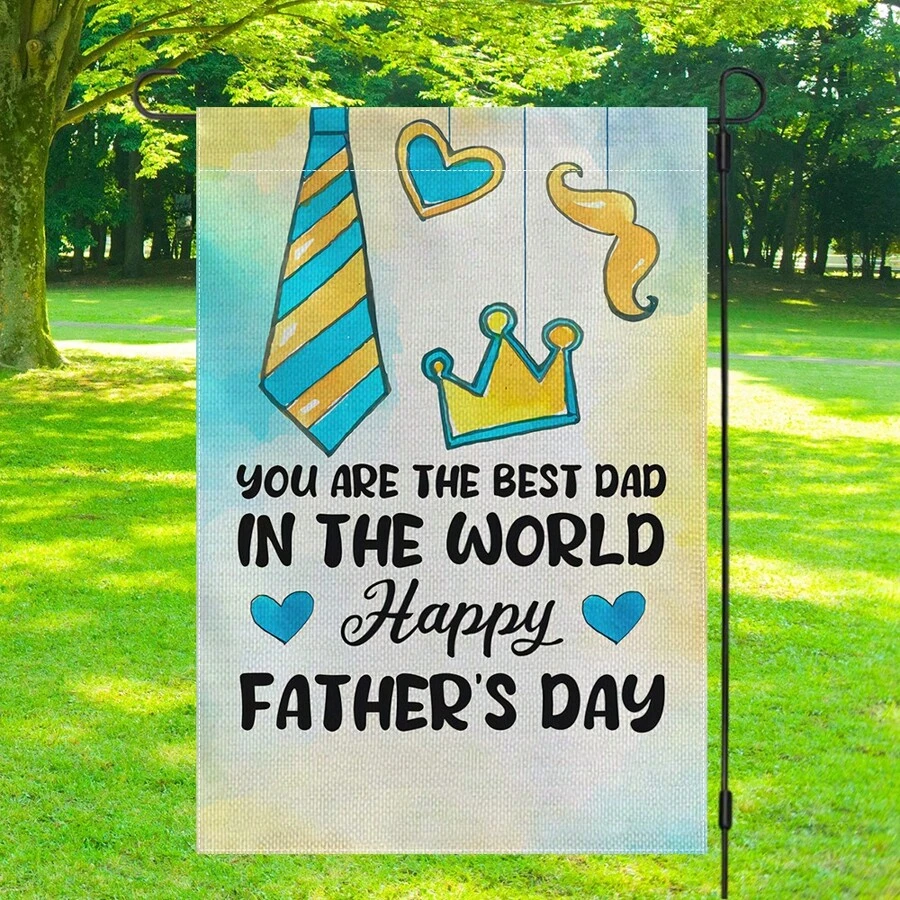 1 Piece, Happy Father's Day Garden Flag, Father's Day Holiday Porch Sign, I Love Dad Print Double Sided Yard Flag, Lawn Flag, Home Decor, Outdoor Decor, Yard Decor, Garden Decor 12 By 18 Inches Gifts Birthday Graduation
