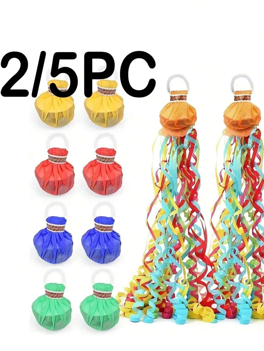 2pcs/5pcs Random Color Paper Tassels For Weddings, Birthdays, Parties, Graduations, Christmas, Halloween, New Year - No Battery Needed, Versatile Holiday Decoration