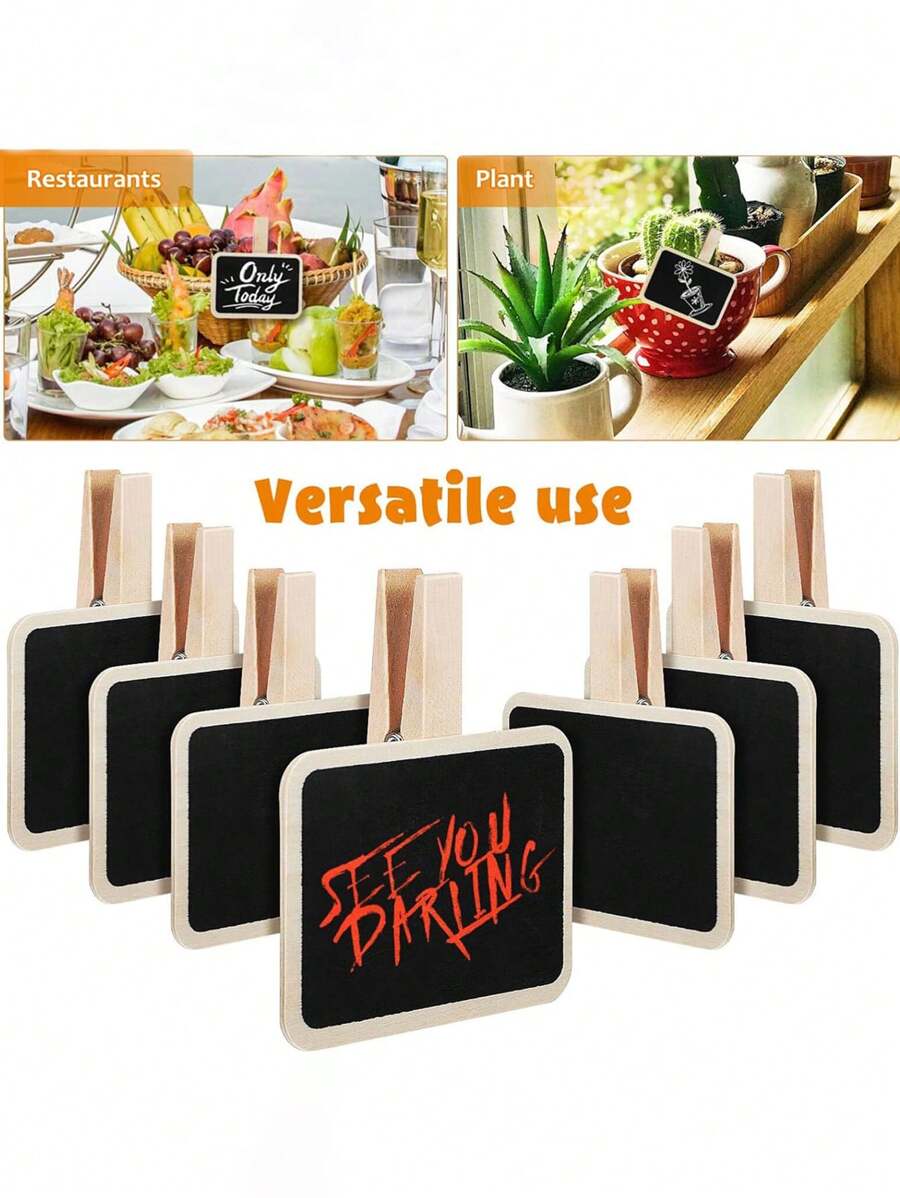 10/20 mini porte-notes ardoise, pince en bois ardoise, panneau de message ardoise, porte-logo et étiquette, porte-photo frais et simple de style bande dessinée