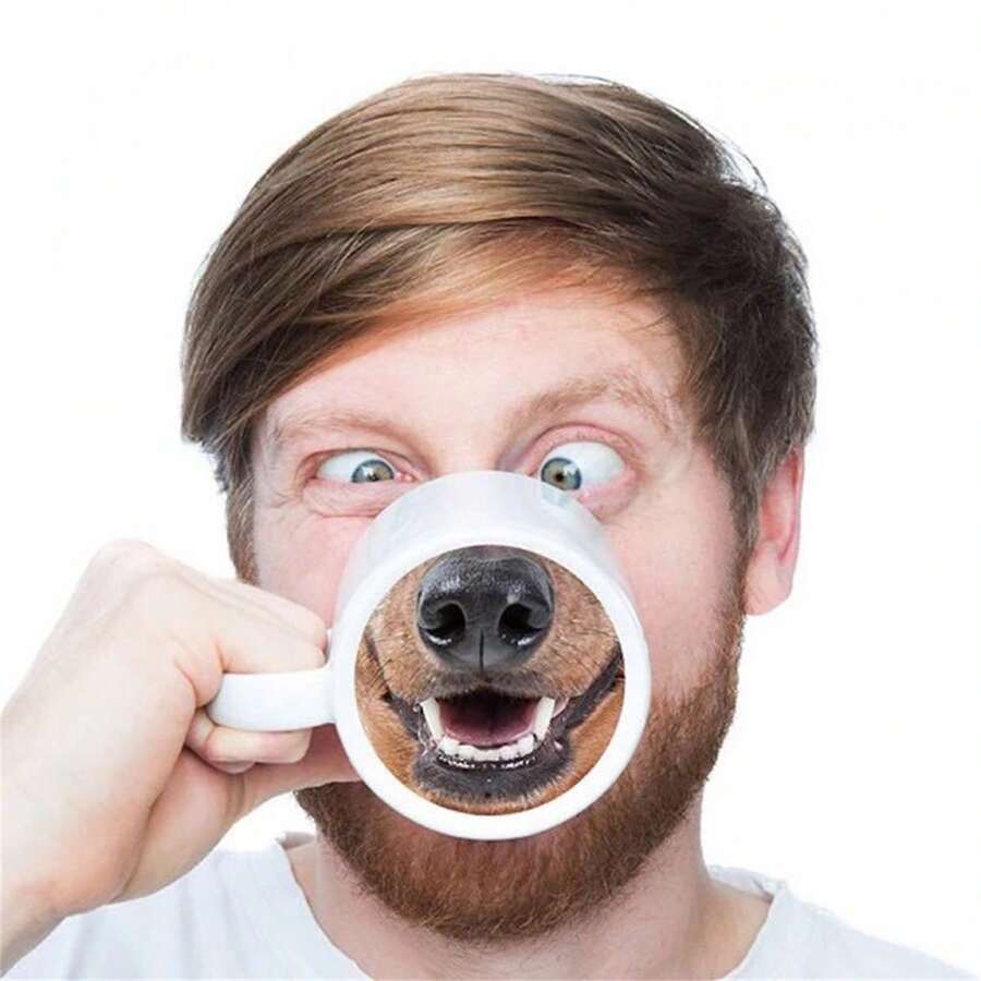 Creative Gag Funny Pig Nose Dog Nose Ceramic Mug, Water Cup, Coffee Cup Back To School