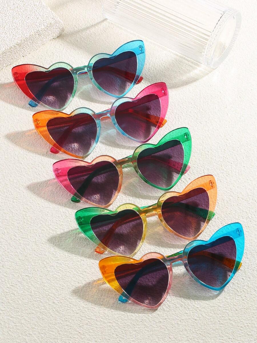 1 pieza Gafas decorativas con forma de corazón y de colores, de estilo europeo y americano para niña