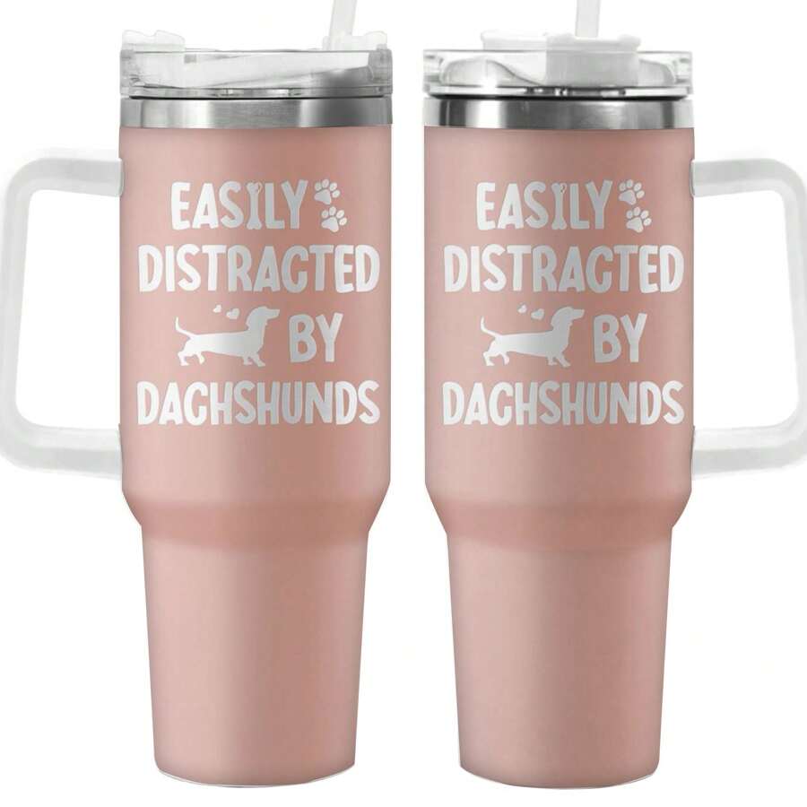 Dachshund Tumbler, 40oz With Handle & Straw - Engraved, Dachshund Lovers Gifts, Dachshund Mom Gifts, Dog Themed, Easter Gift Cup