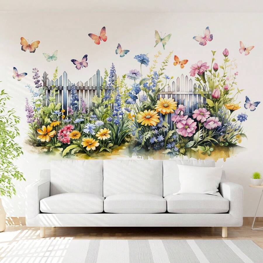 1pc New Style Plant Floral Butterfly Garden Wall Decal Wall Decor Room Decor Stickers Wallpaper Wall Paper Wall Stickers Wall Sticker