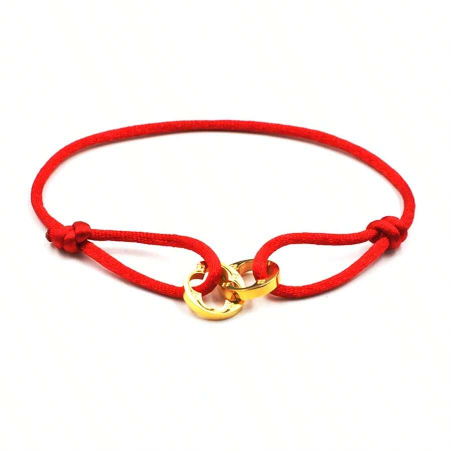 1pc Stainless Steel Double-Loop Braided Lucky Bracelet Suitable For Daily Decoration
