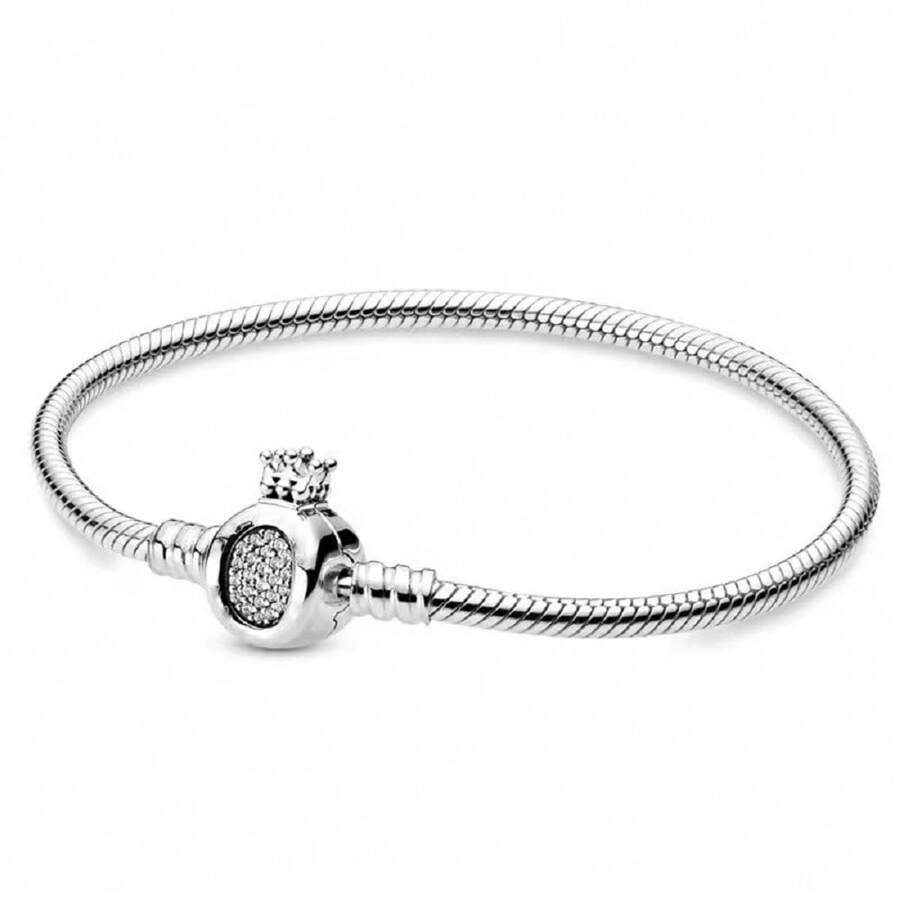 Bestseller 925 Sterling Silber Krone Serie Schlangenknochen Armband, geeignet für originelle DIY Armbänder, Geburtstage von Frauen, Hochzeit, Mode Schmuck Geschenk