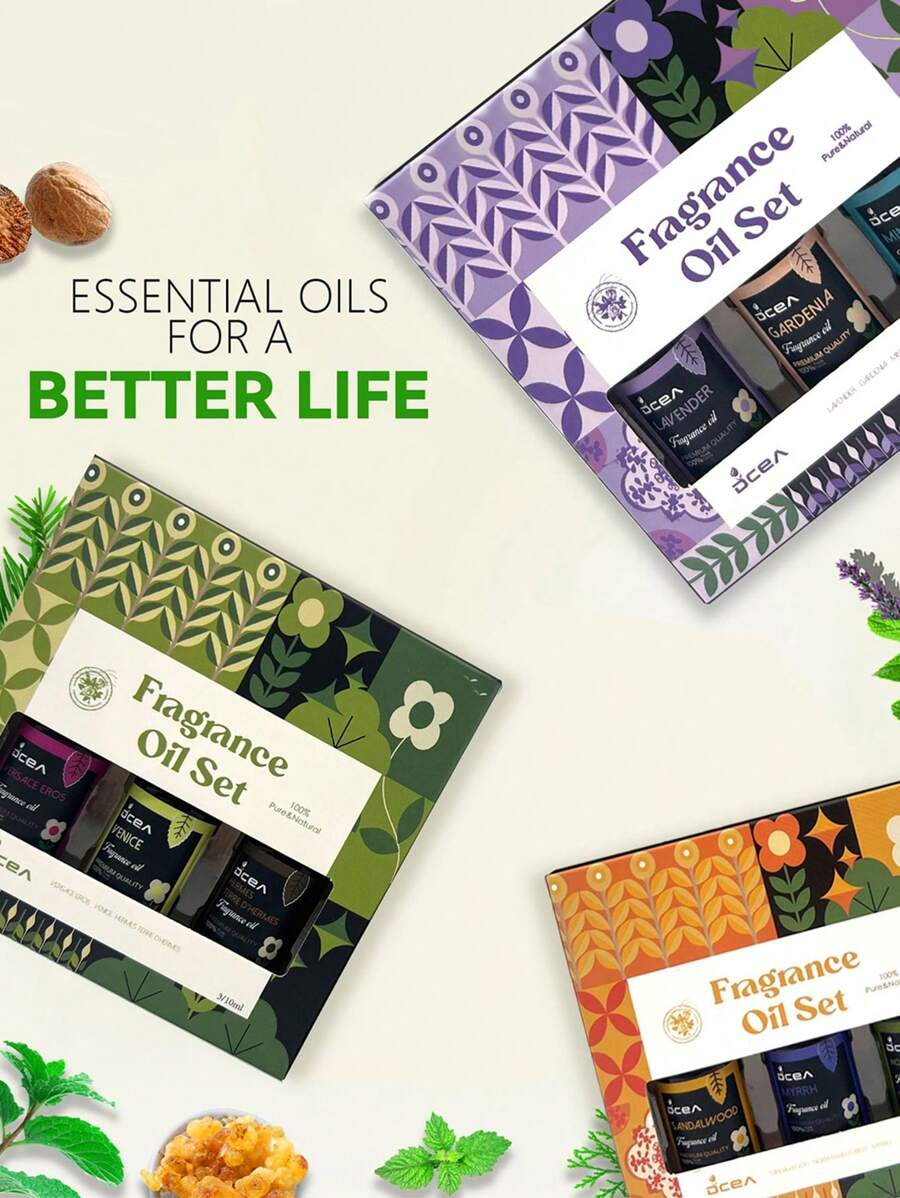 1 pieza Juego de aceites esenciales de aromaterapia, Fragancia pura de plantas hidrosolubles con cuentagotas, con diversos olores, adecuado para salas de estar y dormitorios. Un gran regalo para fiestas o cumpleaños