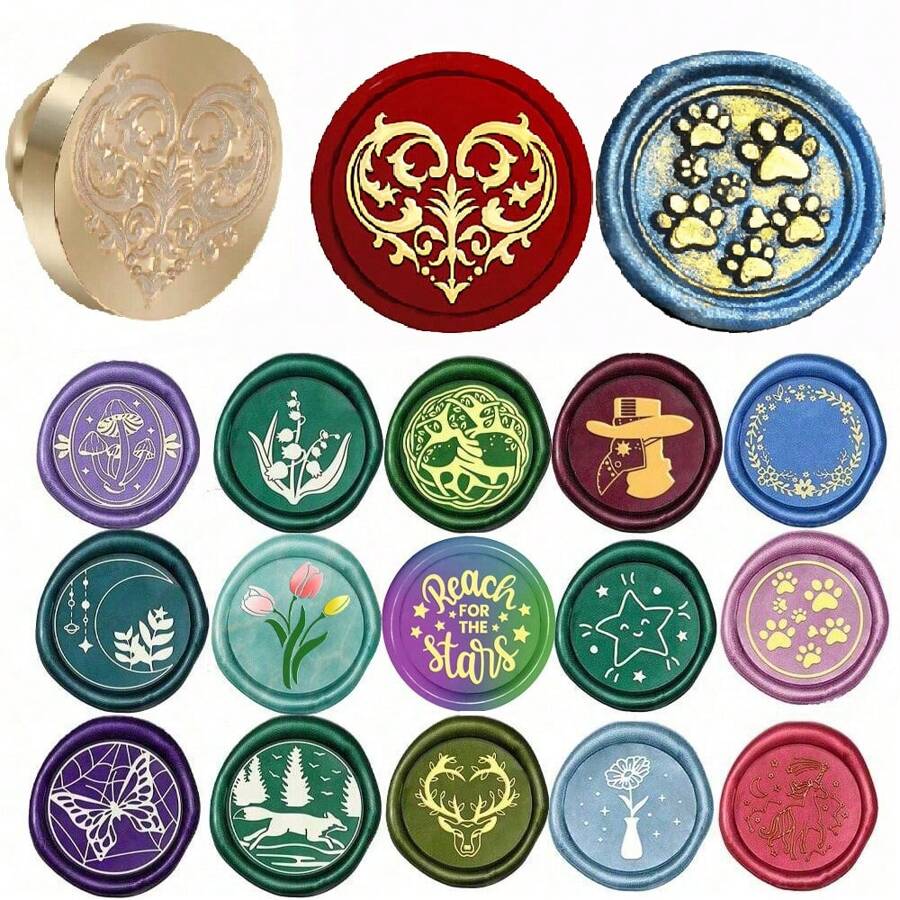 CYFUN DESIGN 1 PC 25mm Butterfly/Fox/Deer Pattern Wax Seal Stamps Solid Brass Engraved Fire Lacquer Stamp Heads NO Handle For Decorating Notebook Gifts And Greeting Cards