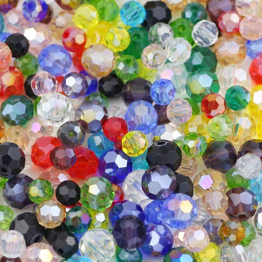 60/90/150/300/600 pièces Perles rondes en cristal de verre mixte AB pour la création de bijoux, l'artisanat manuel, la conception de bracelets, de colliers, fournitures d'artisanat