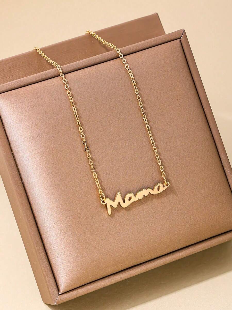 1pc Minimalist Metal Letter "Mama" Necklace, Mother's Day Gift For Mom