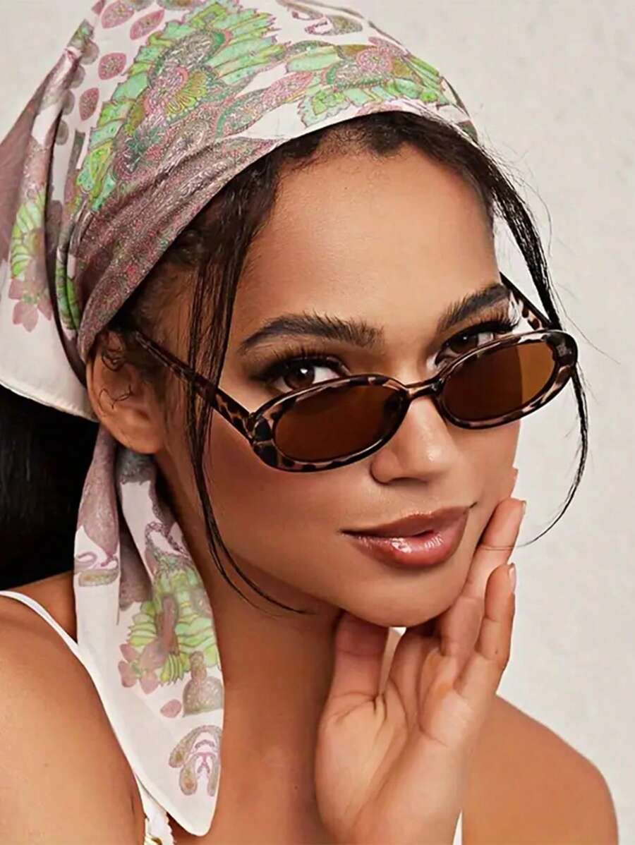 1 Pair Women's Oval Leopard Pattern Plastic Frame Fashion Glasses, Street Style Glamorous, Elegant, Intricate, Sexy Boho Fashion, Suitable For Photoshoot, Walking, Date, Holiday Gift For Summer Beach Vacation,Outdoor,Travel