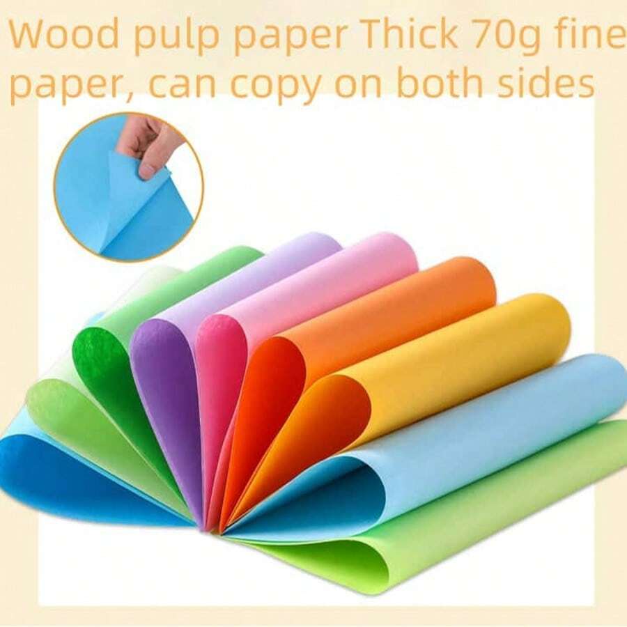 100PCS Kleurpapier A4 Kopieerpapier Printerpapier Kantoorpapier Kaartpapier DIY Handgemaakte Origami, Geschikt voor Studenten, Tieners, Volwassenen