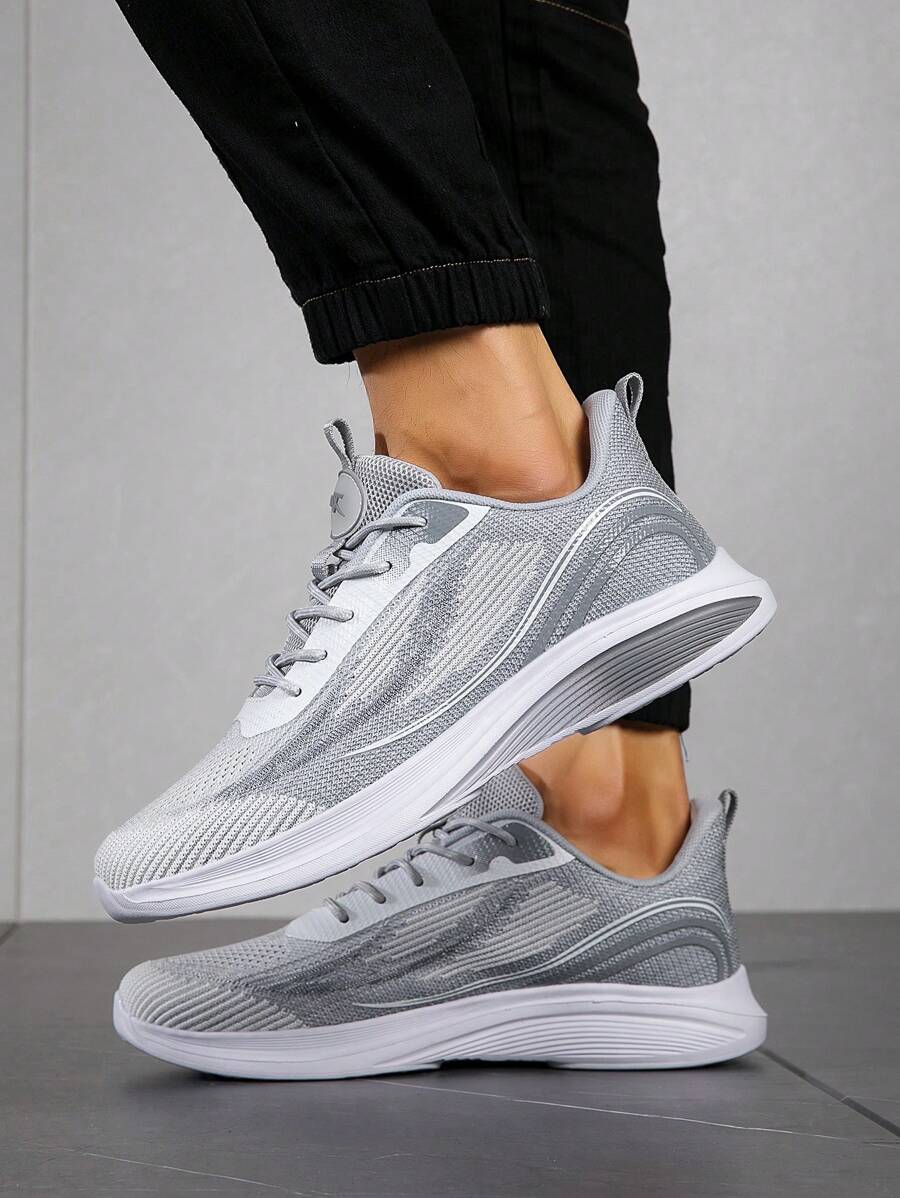 Men's Lightweight Shock-Absorbing Non-Slip Sports Sneakers, Suitable For Casual, Outdoor Activities, Travel, Exercise, Running. Grey Color