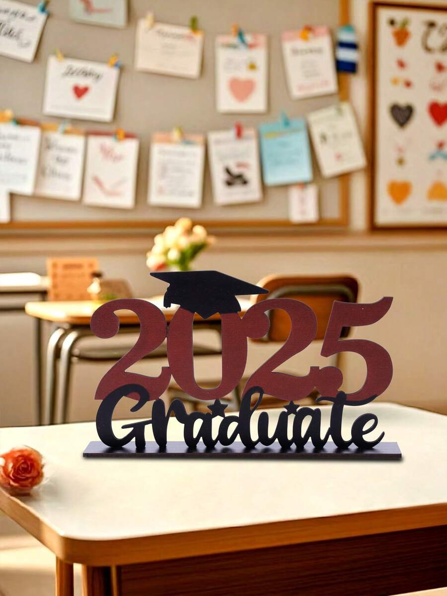 1Pc, Grad 2025 Graduation Table Centerpieces Decorations, 2025 Wooden Decorations For Graduation Party Supplies, Class Of 2025 Decorations, Congrats Grad Party Decor, Table Topper Sign, High School/College/University Graduation Party Decor Gifts Birthday