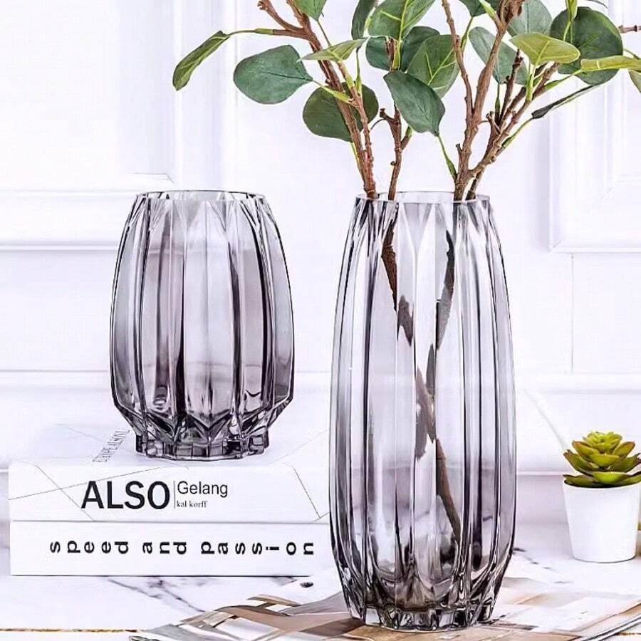 Nordic Minimalist Clear Glass Vase - Transparent Decorative Fresh Flower Watering Vase - Elegant Living Room Home Decor Gifts Birthday Graduation