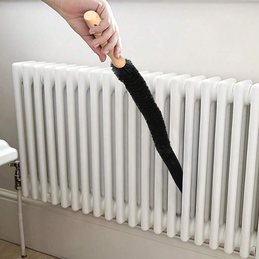 1 szt. wielofunkcyjna szczotka do czyszczenia kaloryferów, z drewnianą rączką, włosie nylonowe - korpus metalowy 27,56 cala/29,53 cala, skutecznie usuwa kurz i kłaczki, nadaje się do otworów wentylacyjnych, klimatyzatorów, zlewów zewnętrznych, pralek, suszarek, lodówek, zamrażarek, poręczy schodowych
