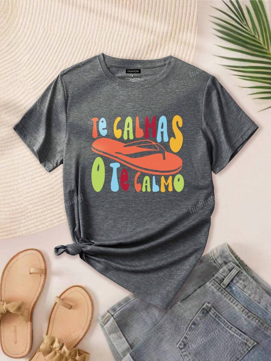 Camiseta de mujer con tema mexicano, casual holgada de manga corta para primavera/verano, parte superior con estampado gráfico