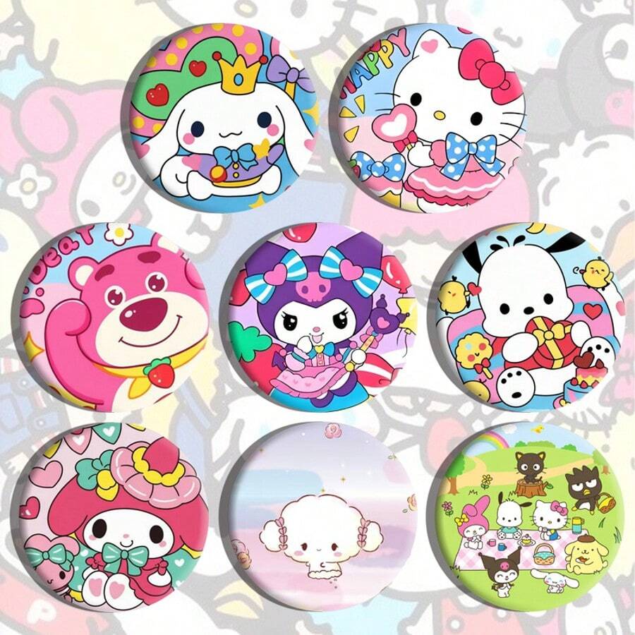 Sanrio 1 pièce Insigne à bulles des personnages Sanrio, broche dessin animé en alliage d'étain de 5,8 cm, accessoire