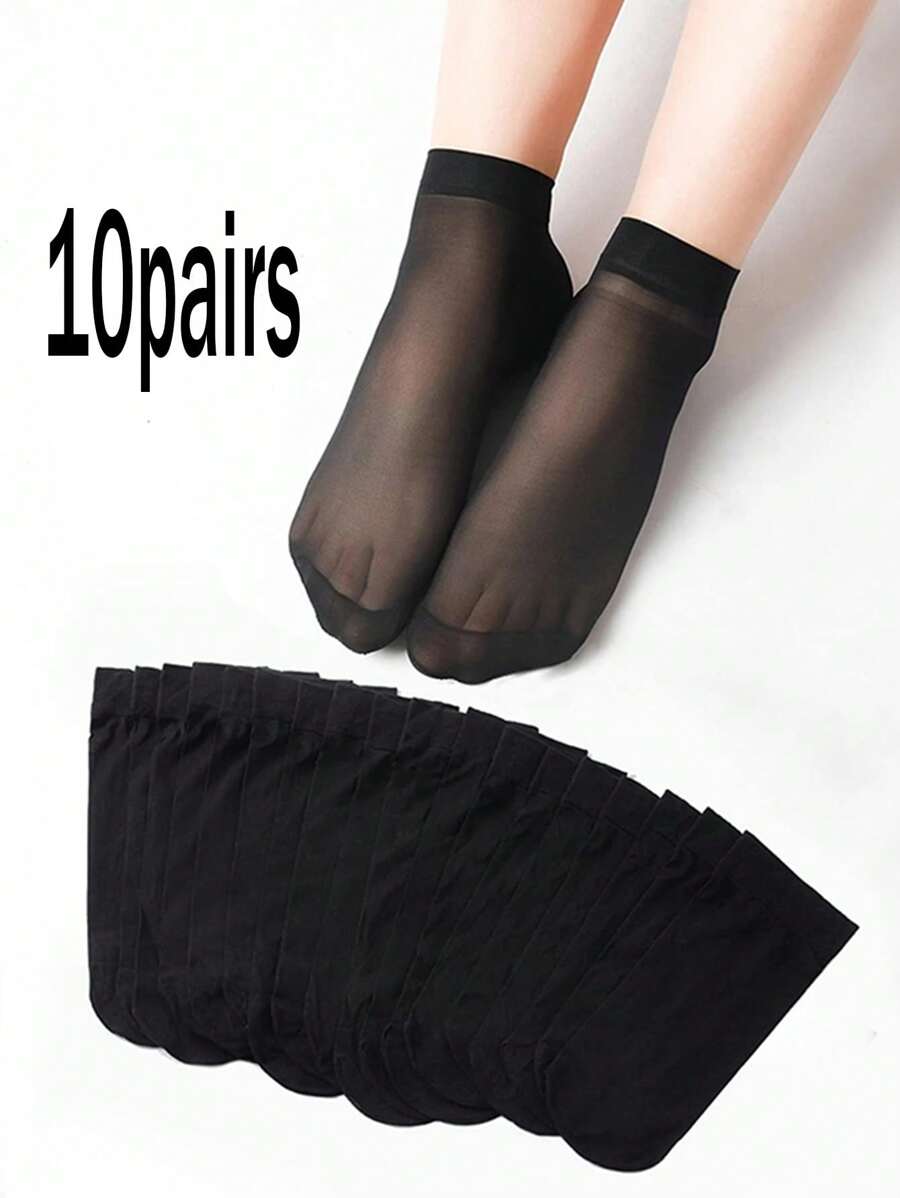 10 Pairs Women's Thin Breathable Transparent Ankle Socks, Minimalist & Fashionable, Soft & Comfortable For Summer