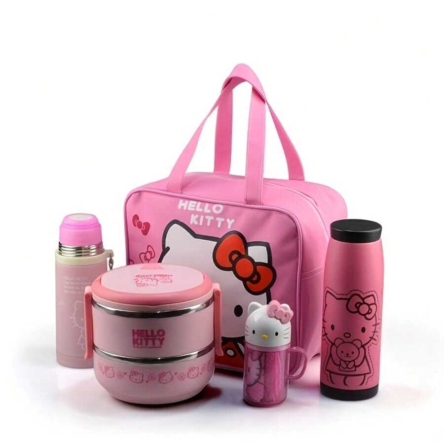 Sanrio Incredible Sanrio For Hello Kitty Insulated Lunch Bag - A Reusable Nylon Tote With Zipper Closure, Waterproof And Thermal Lunch Box Bag, Suitable For School And Camping, Food Supply Gear, A Perfect Gift For Back-To-School Season!